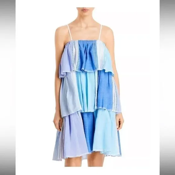 Lemlem Womens Esthal Colorblock Short Dress Swim Cover-up Blue XS $495, swim New - Picture 6 of 13